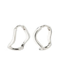 Alberte Organic Shape Hoop Earrings - Silver Plated