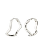 Alberte Organic Shape Hoop Earrings - Silver Plated