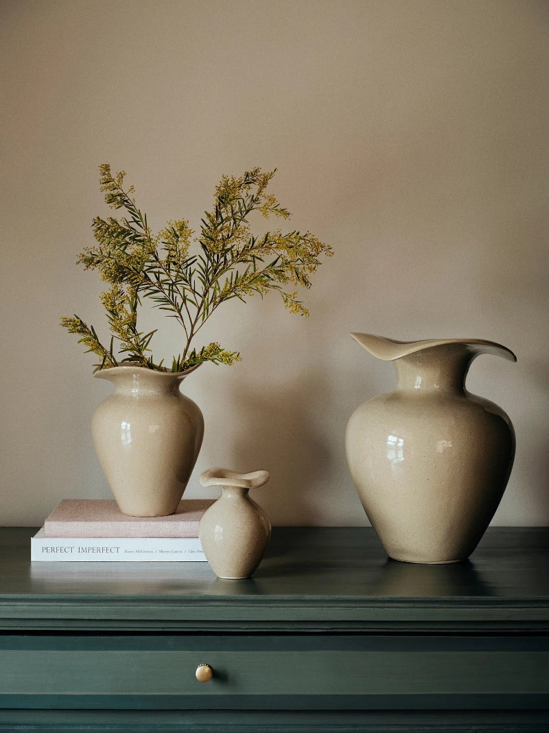 BROSTE Vase Florentina M - Glossy Beige