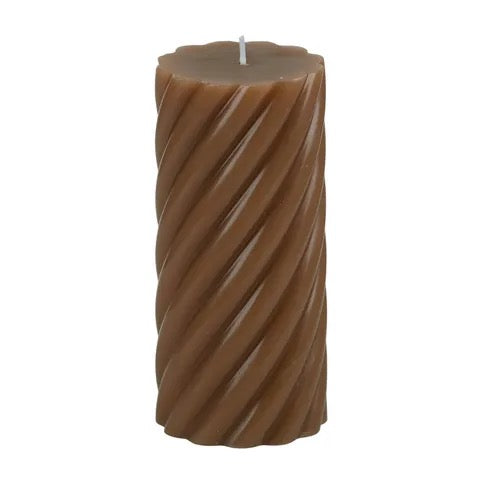 Twist Pillar Candle -Tan 2 Sizes
