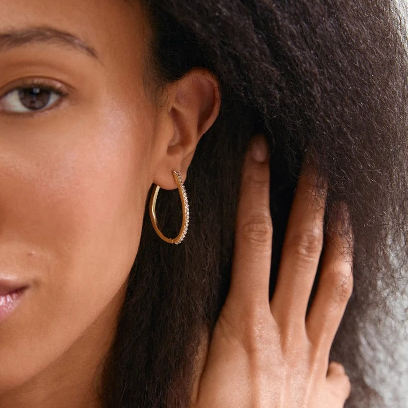 Root Hoop Earrings - gold plated