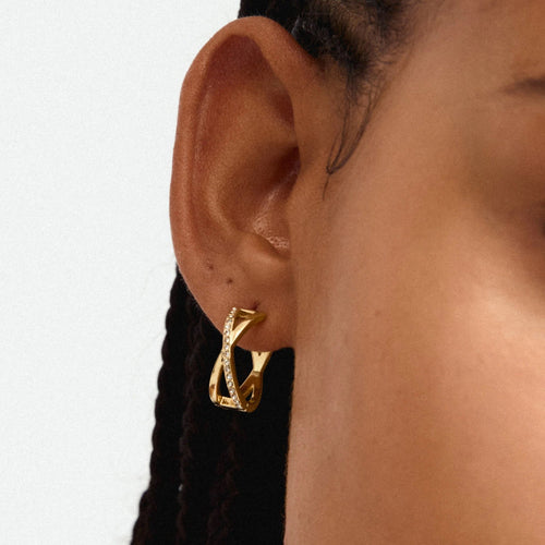 Kira Recycled Earrings - Gold Plated - Crystal