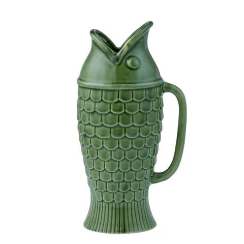 Fin Ceramic Jug - Olive
