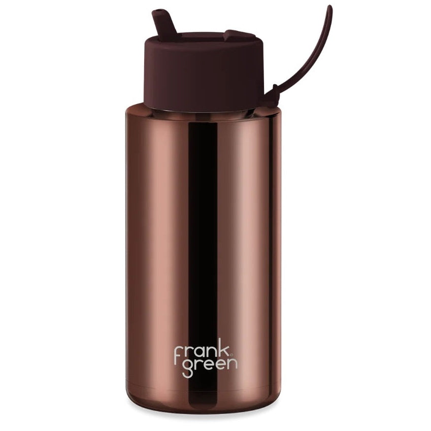 Frank Green Ceramic Reusable Bottle 34oz Flip Straw Lid - Chrome Edition