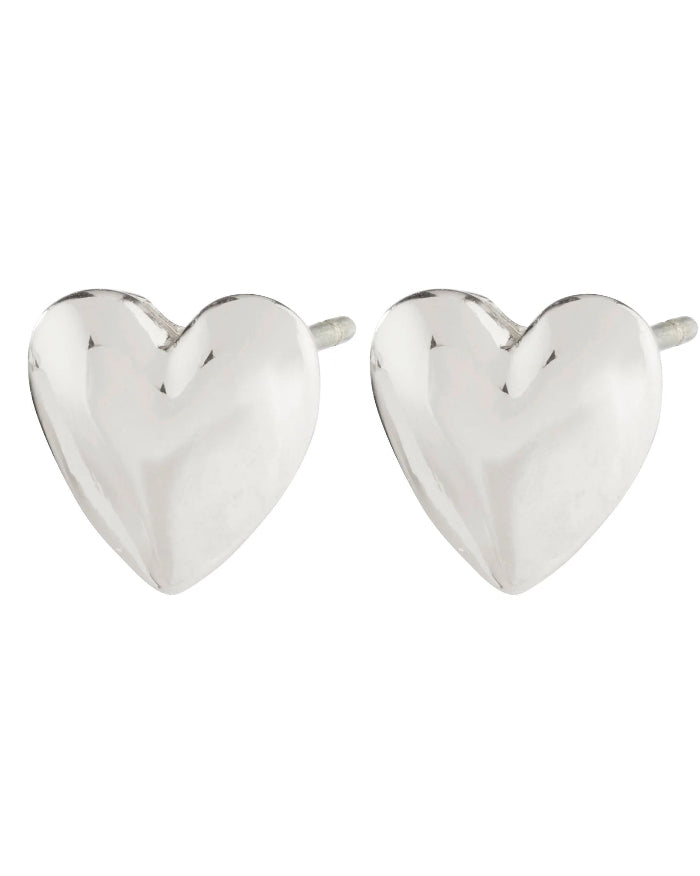 Sophia Recycled Heart Stud Earrings - Silver plated