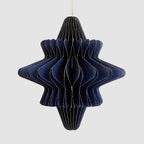 Paper Star Decoration Dark Blue w Gold Edge