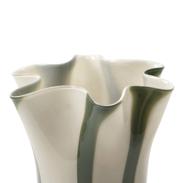BROSTE Vase Liva - Hunter Green/White Cream
