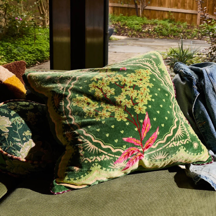 Sage and Clare - Marnie Velvet Cushion - Hunter Green
