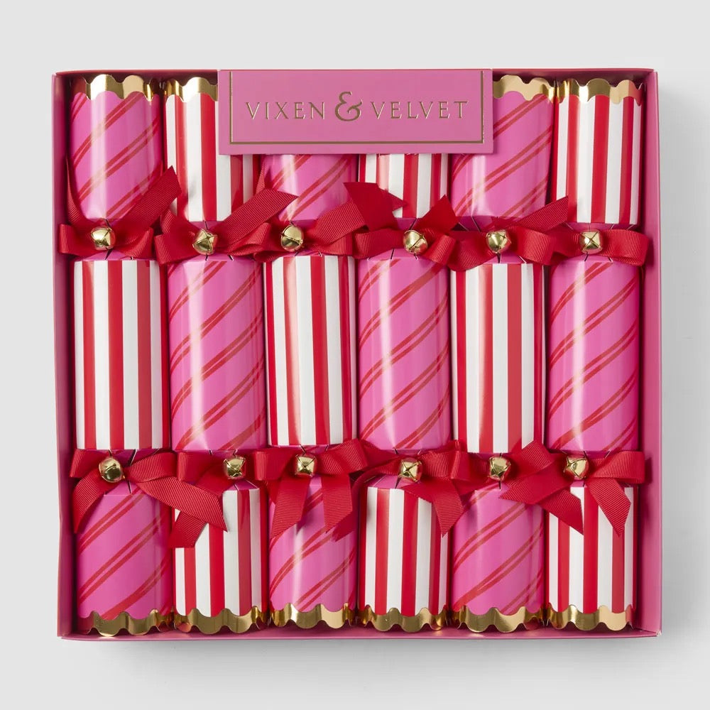 Carnival Stripe Crackers Red & Pink Set/6