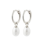 Berthe Recycled Pearl Hoop Earrings - Silver Plated