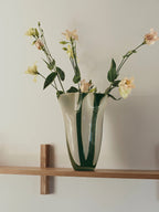 BROSTE Vase Liva - Hunter Green/White Cream