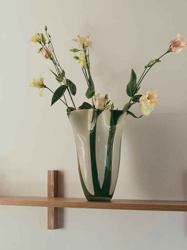 BROSTE Vase Liva - Hunter Green/White Cream