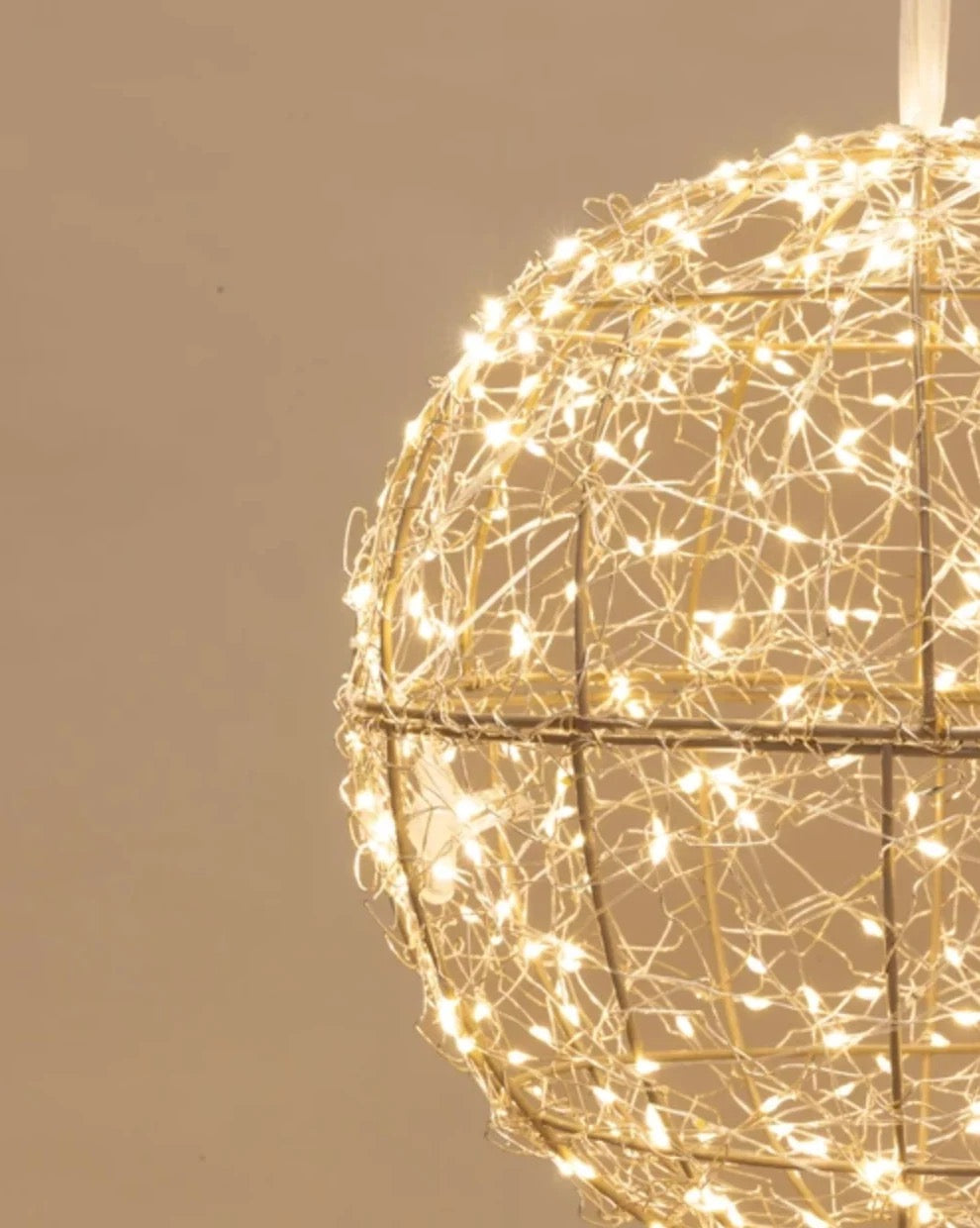 Stellar Haus Twinkling Champagne Wire Ball - 3 Sizes
