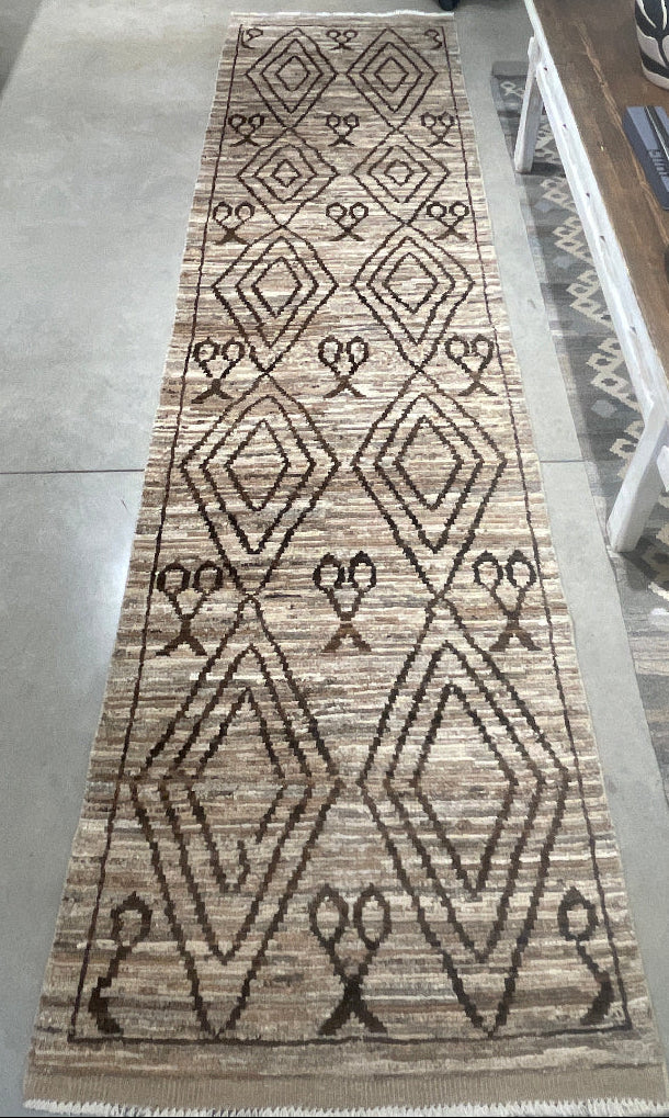 Vintage Handwoven Afghan Sahara Runner - 298cm x 77cm
