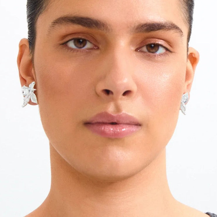 Trace Flower Earrings Silver-Plated