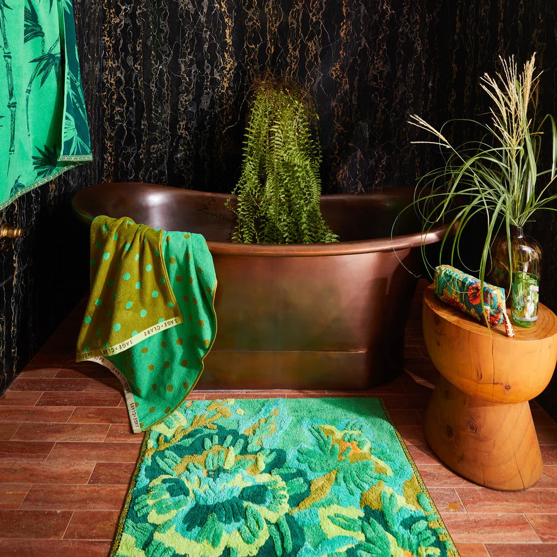 Sage and Clare Eliza Bath Mat - Spring Green
