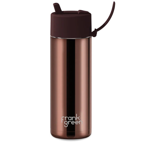 Frank Green Ceramic Reusable Bottle 20oz Flip Straw Lid - Chrome Edition