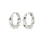 Taffy Recycled Medium Size Swirl Hoop Earrings - Silver Plated