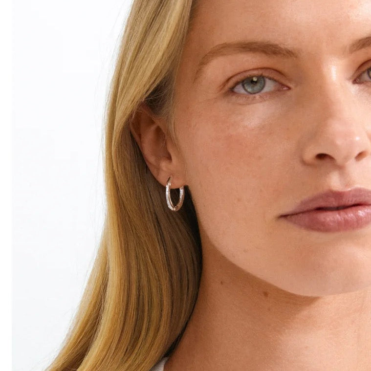 Now Hoop Earrings Silver Plated