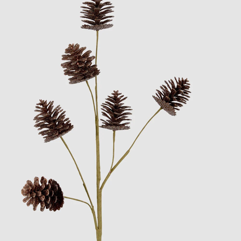 Glitter Pinecone Spray - brown