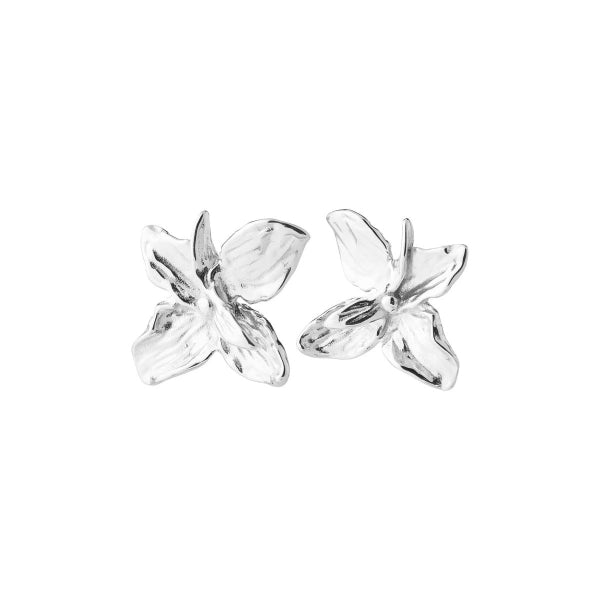 Trace Flower Earrings Silver-Plated