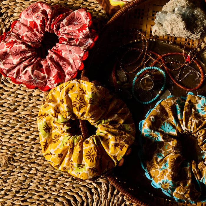Sage and Clare Magnolia Cotton Scrunchie