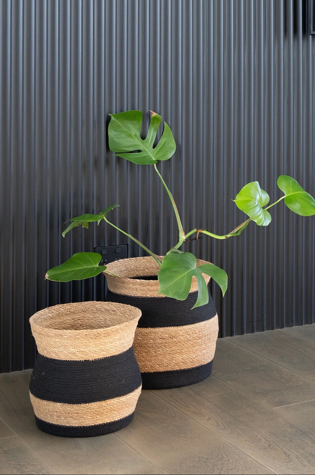 Bangla Basket - Natural w/ Black -2 sizes