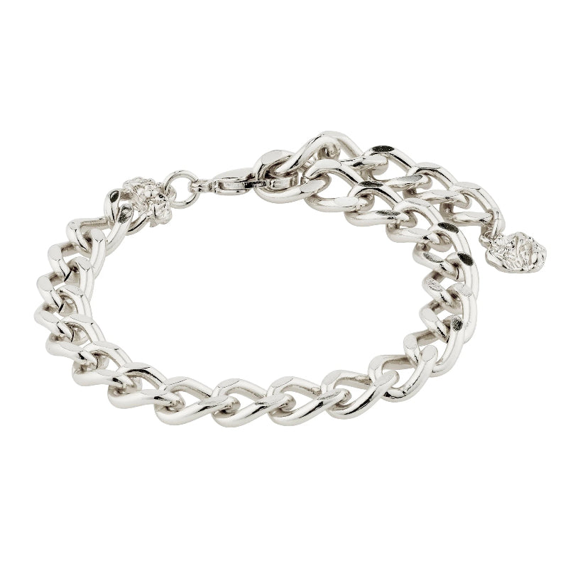 Charm Recycled Curb Chain Bracelet - Silver Plated