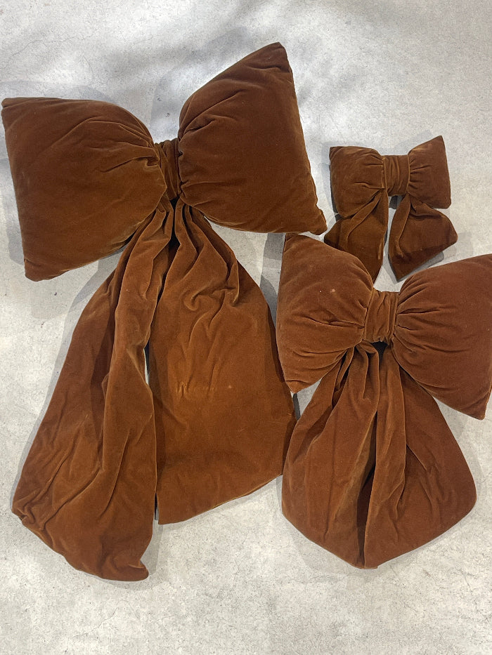 Velvet Bow w/ Clip - Tobacco