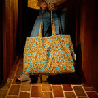 Sage and Clare Magnolia Reversible Tote Bag - Turquoise
