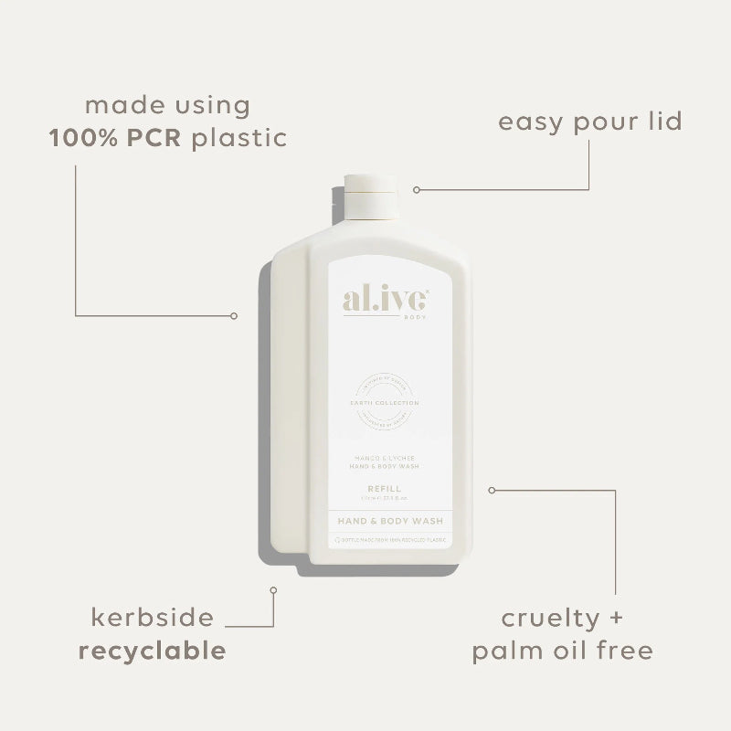 Alive Body 1L Hand & Body Wash Refill - Mango & Lychee