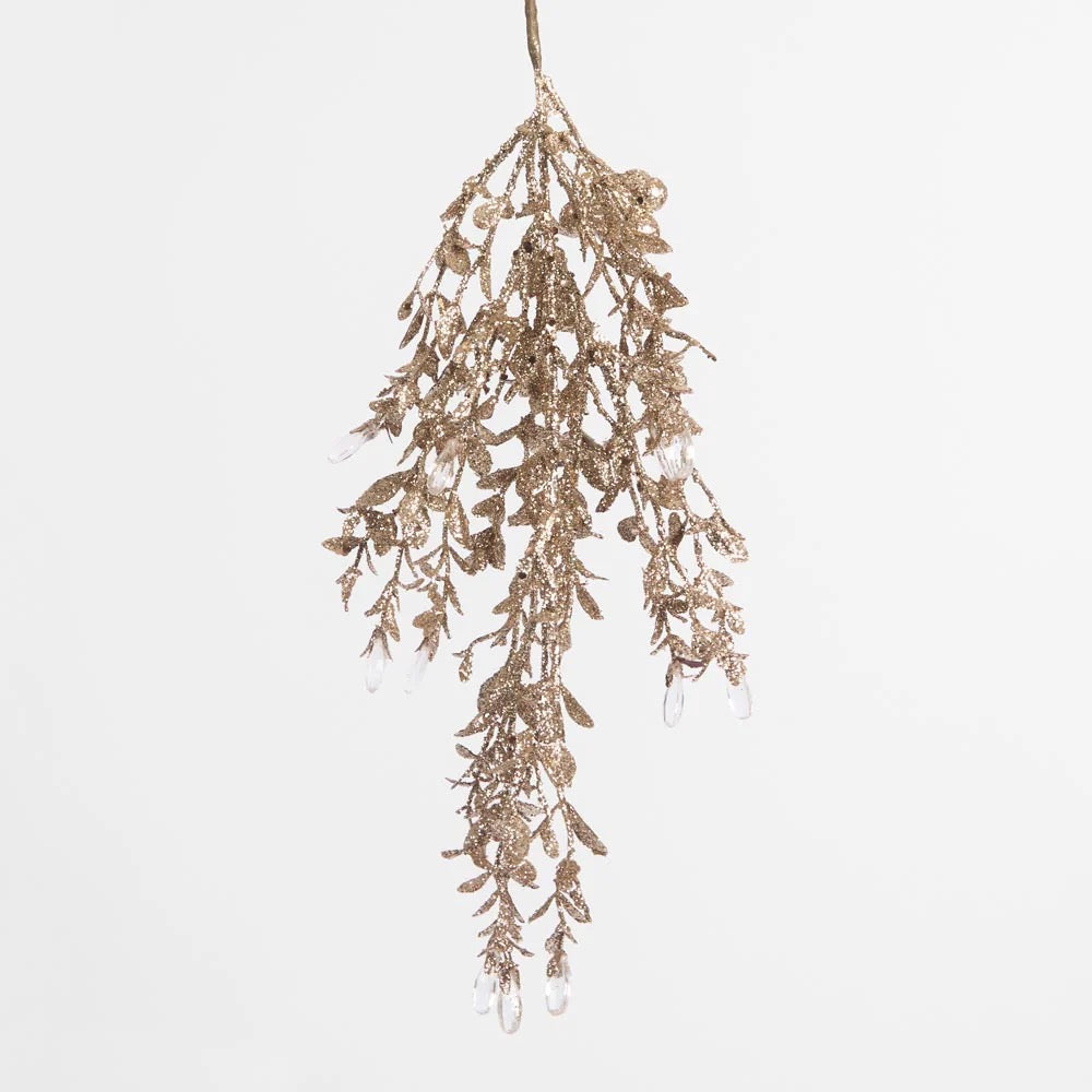 Glitter Cascading Leaf Hanging Decoration Gold