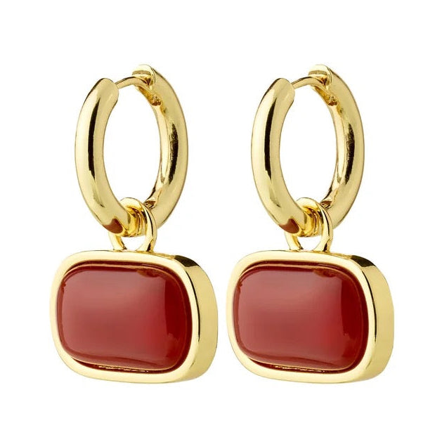 Now Earrings Gold Plated/Red