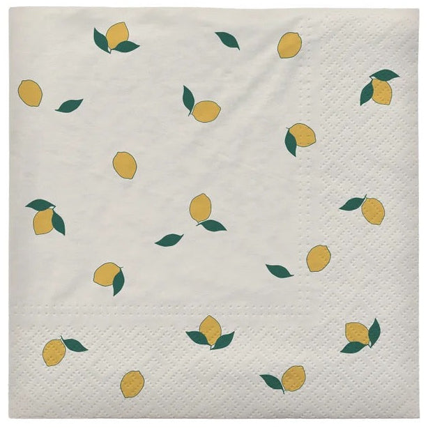 BROSTE Paper Napkin - Lemon - Off White/Yellow