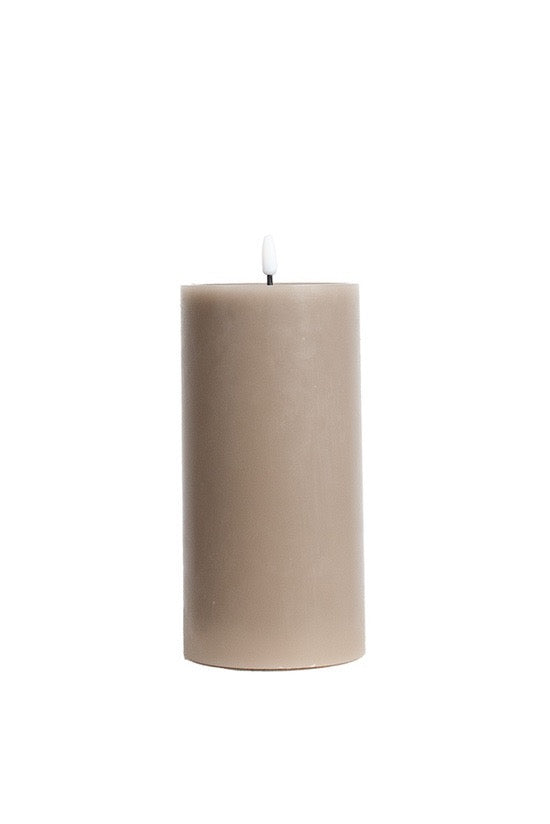 Classic LED Wax Pillar Candle - Greige