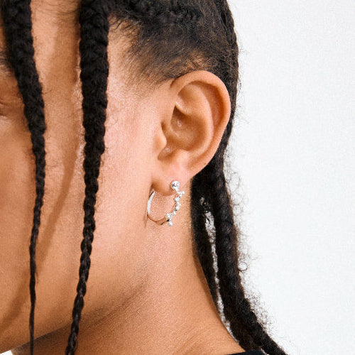 Hadley recycled White Earrings - Silver Plated