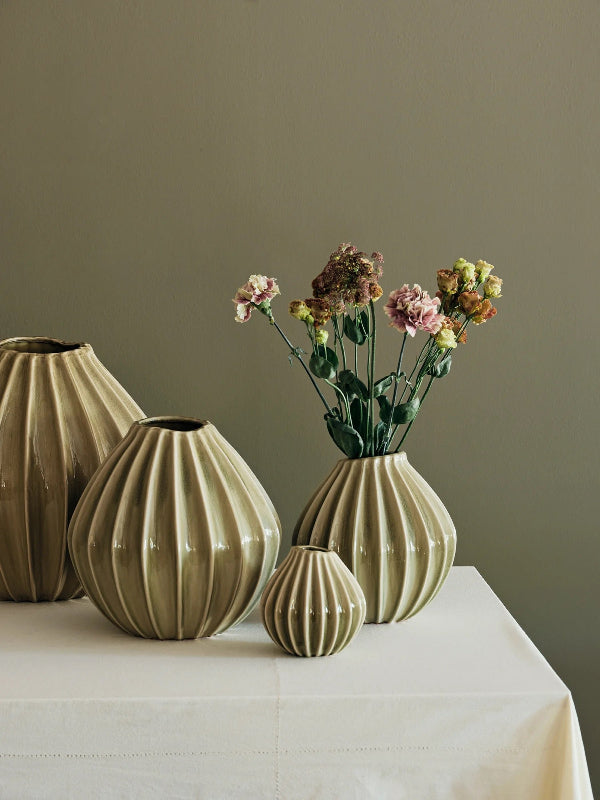 BROSTE Vase Wide Medium - Glossy Dry Sage