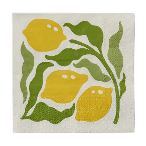 Lemon Napkins 20pk - Yellow/Green