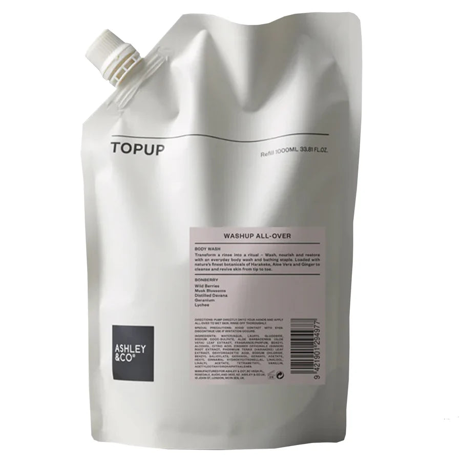 Ashley & Co Wash Up All Over Topup Refill Pouch | Botanical Body Wash | Bonberry