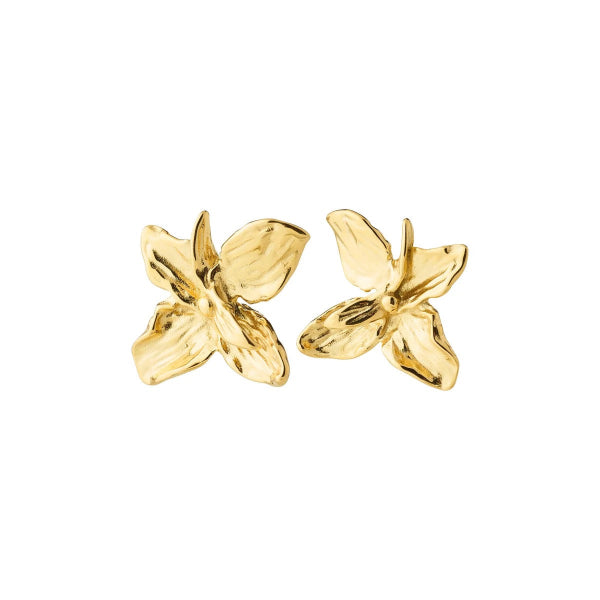 Trace Flower Earrings Gold-plated