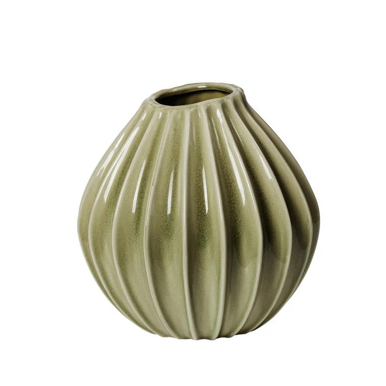 BROSTE Vase Wide Medium - Glossy Dry Sage