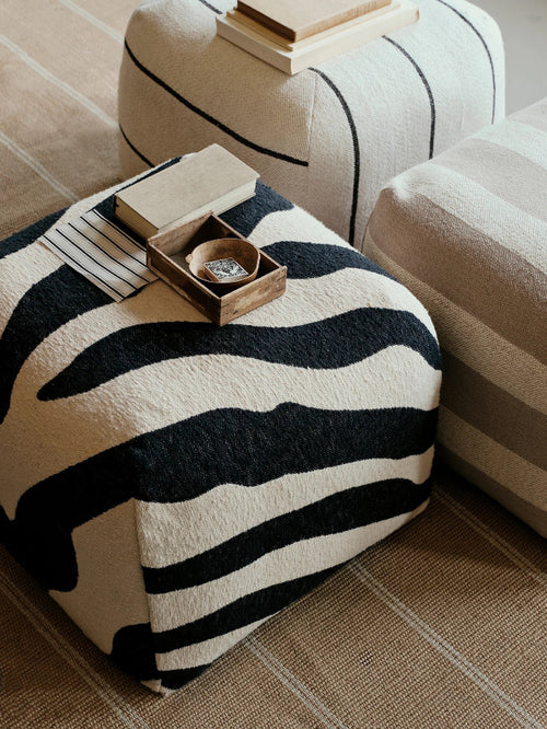 BROSTE Pouf Zebra - Black/Light Beige