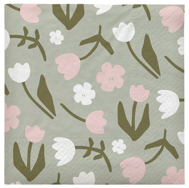 BROSTE Paper Napkin - Rosita - Green/Light Pink