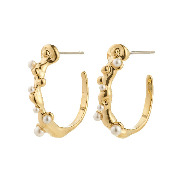 Hadley recycled White Earrings - Gold Plated