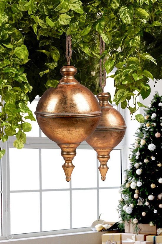 Oversized Antique Gold Metal Finial Hanging Decoration - Large