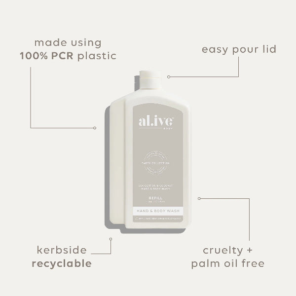 Alive Body 1L Hand & Body Wash Refill - Sea Cotton & Coconut