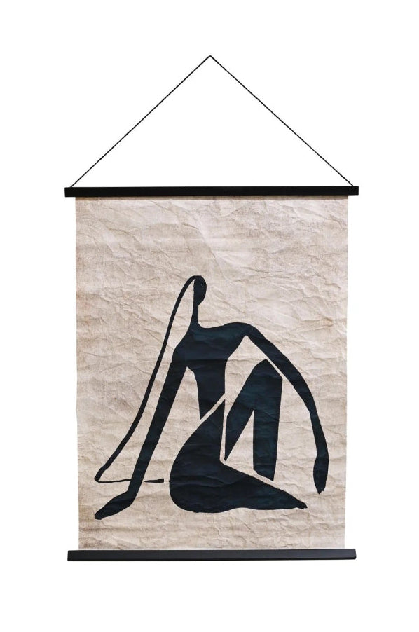 Hanging Paper Scroll Art - Resting Lady