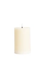 Classic LED Wax Pillar Candle - White/Natural