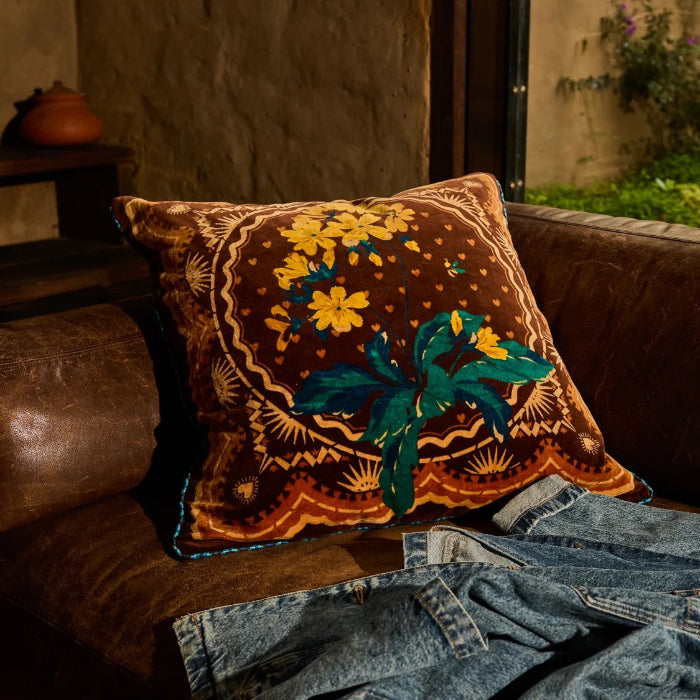 Sage and Clare - Marnie Velvet Cushion - Umber