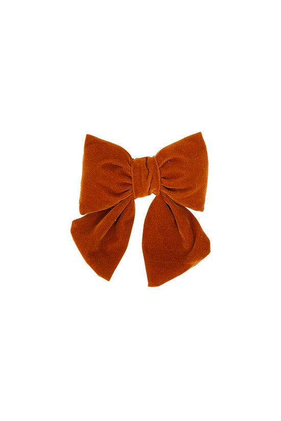 Velvet Bow w/ Clip - Tobacco